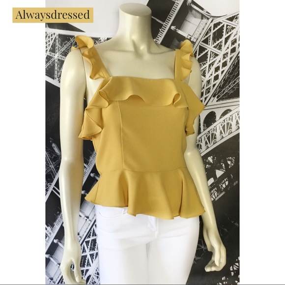 J.O.A. CHRISELLE Roman Gold Ruffle Top - Picture 1 of 6